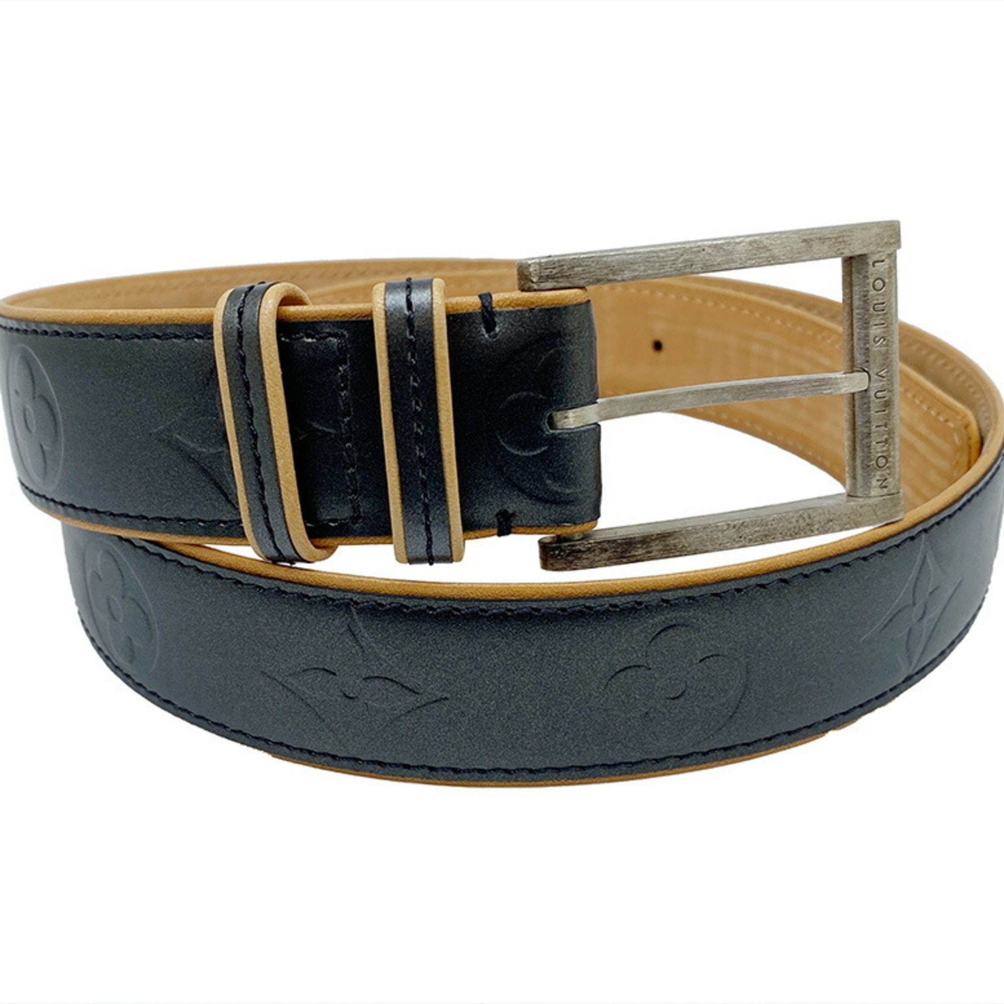Louis Vuitton Sun Tulle Belt Monogram Matte Noir Dark Gray Size 75 Women's Men's
